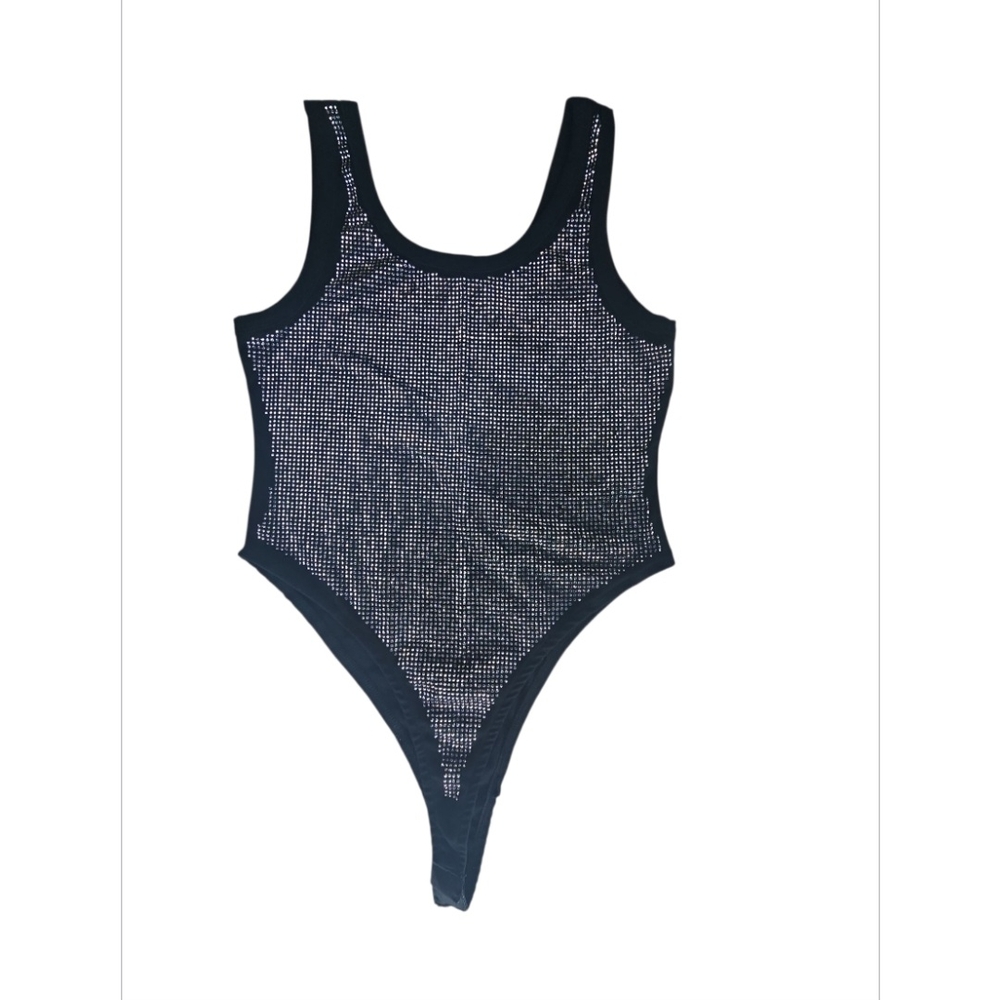 Lizette Collection Black Rhinestone Bodysuit